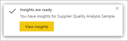 Screenshot of the Insights are ready dialog.