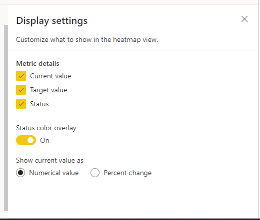 A screenshot of heatmap view display settings.