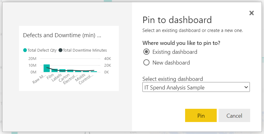 Pin a tile from one dashboard to another dashboard - Power BI | Microsoft  Learn