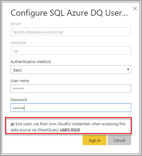 Screenshot of configure Azure SQL server.
