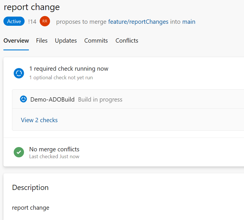 Screenshot showing report change.