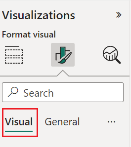 Screenshot of formatting options on the visualizations pane.