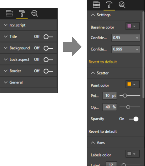 Screenshot shows two version of the tools pane with options added to the version on the right.