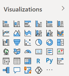 Screenshot of default the Power B I visualization pane as it appears in Power BI Desktop and Power B I service.