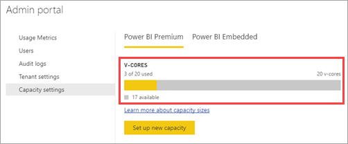 Available v-cores for Power BI Premium capacity