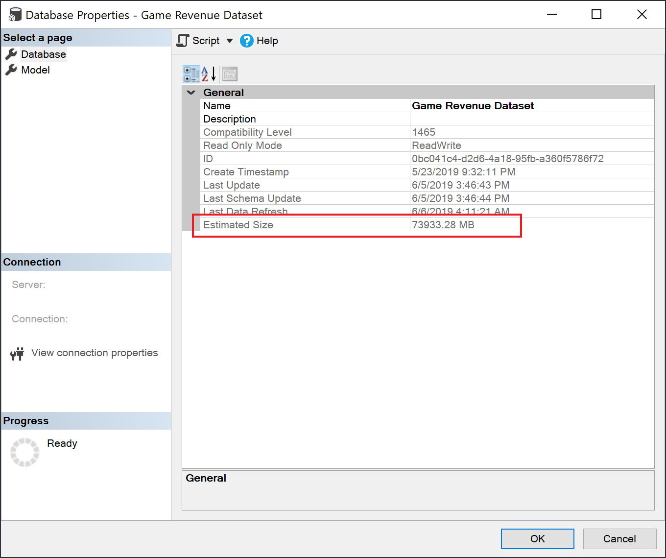 Estimated dataset size