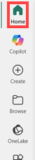 Screenshot of the navigation pane with Home outlined.