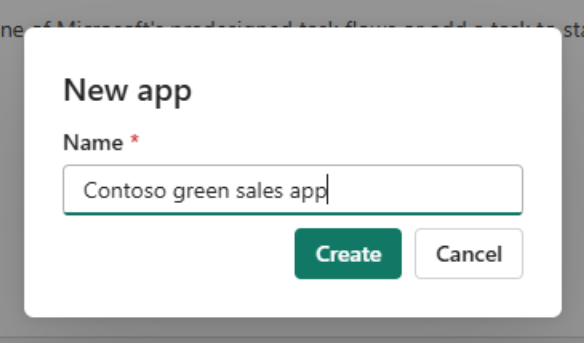 Screenshot of the Name a new org app modal.