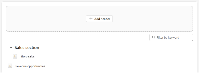 Screenshot showing how to add header to overview.