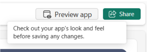 Screenshot of the org app preview button.