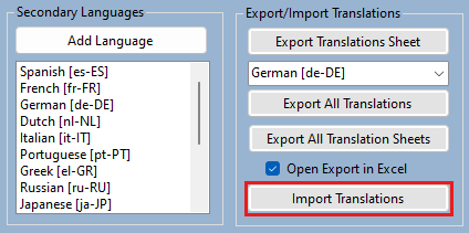 Importing language translations