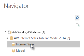 Screenshot shows the Navigator tabular model or perspective.