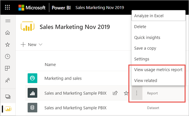Screenshot of steps to view Usage Metrics.