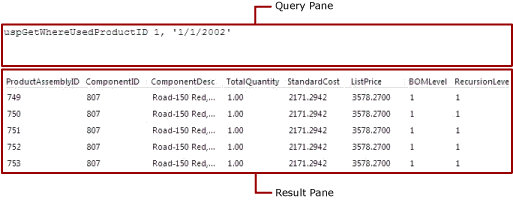 Diagram of stored procedure in text-based query designer.