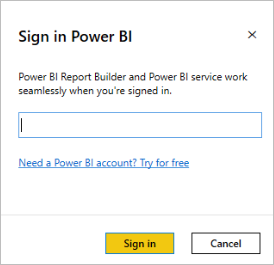 Screenshot showing Sign in to Power BI.