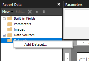 Screenshot showing Add dataset.