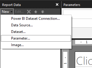 Screenshot showing New parameter.