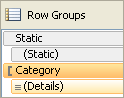 Screenshot of a Row Groups, Advanced mode with static members.