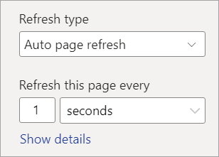 Screenshot that shows frequency settings for automatic page refresh.