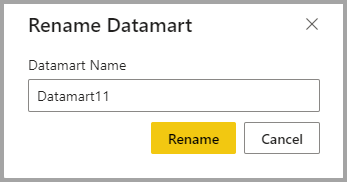 Screenshot of the datamart rename window.
