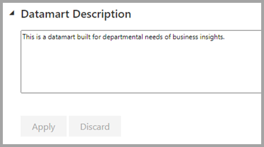 Screenshot of the datamart description menu.