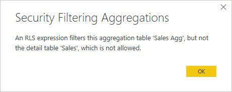 RLS on aggregation table only is not allowed