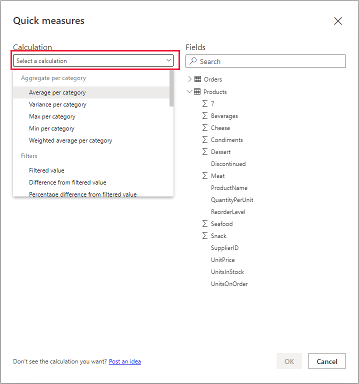 Use quick measures for common and powerful calculations - Power BI |  Microsoft Learn