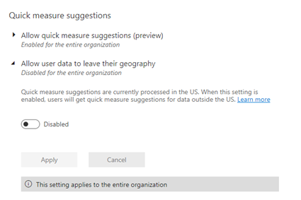 Screenshot of the admin setting for measure suggestions.