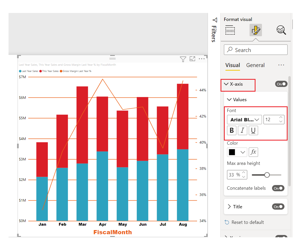 Customize Xaxis and Yaxis properties Power BI Microsoft Learn