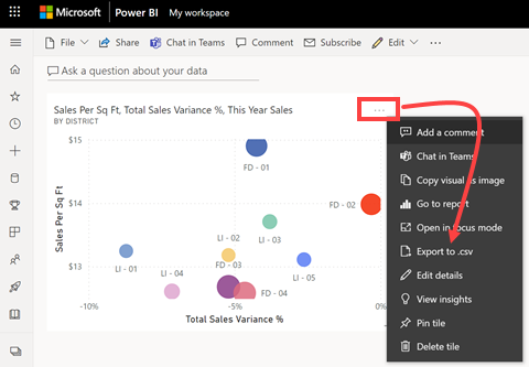 Export data from a Power BI visualization - Power BI | Microsoft Learn