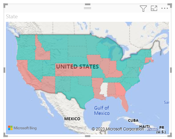 Screenshot that shows the updated map with color-shaded areas based on sentiment value.