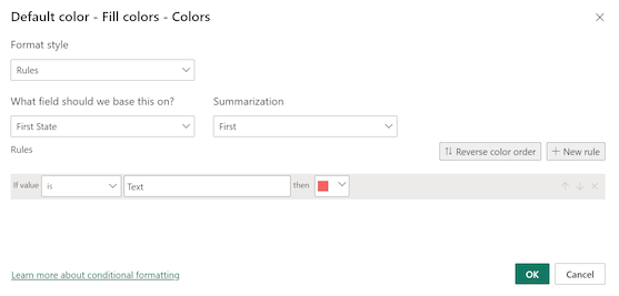 Screenshot of the Default color - Fill colors - Colors dialog.