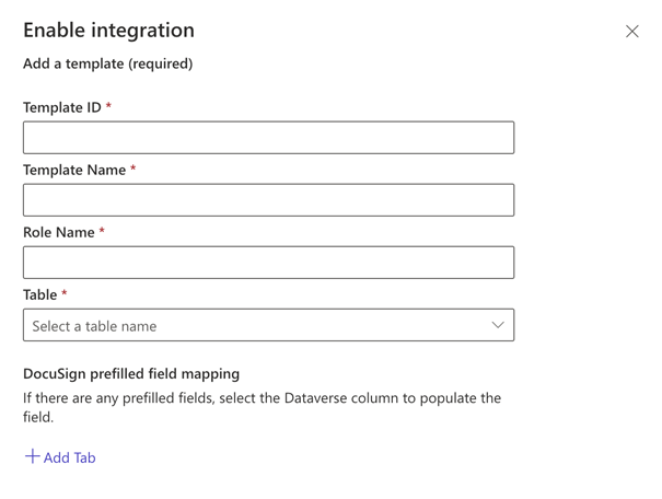 A screenshot of the Add a template option inside the Enable integration menu.