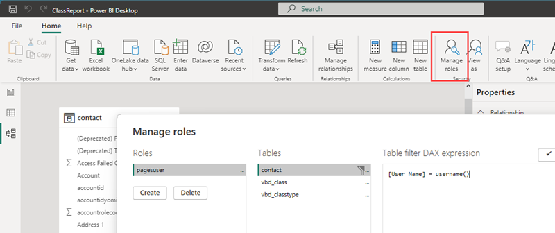 Manage roles in Power BI.