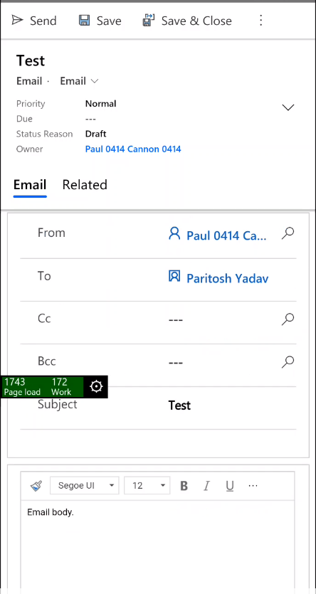 Email on mobile example