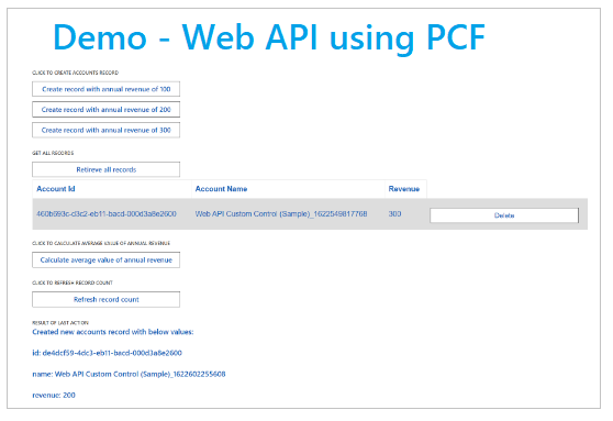 Code component using Web API.