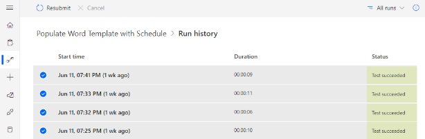 Screenshot of multiple runs selected to resubmit.