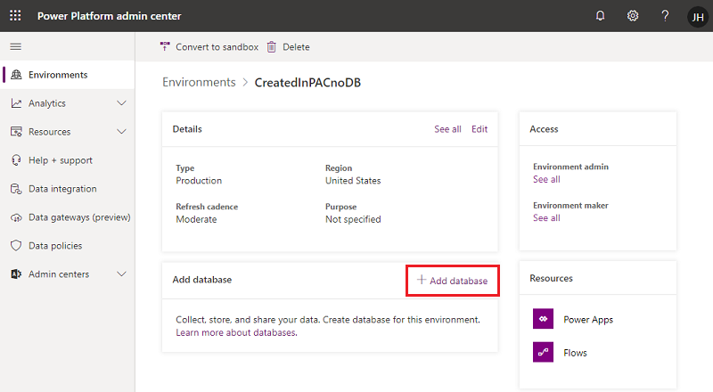 Add a Microsoft Dataverse database - Power Platform | Microsoft Learn