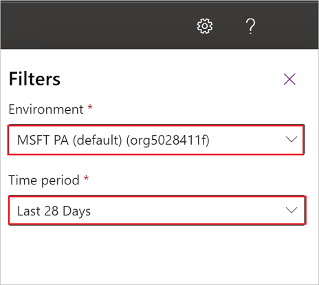 A screenshot that shows the filters that you can use to manage the reports that you view.
