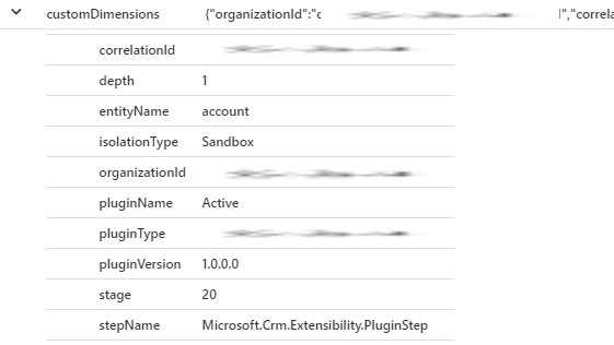 Application Insights Dataverse plug-in execution logs.