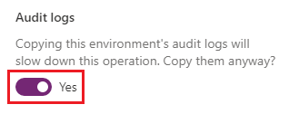 Enable copying audit logs.