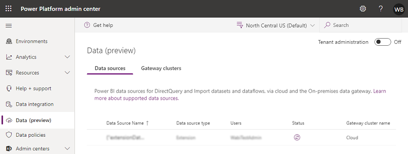 Data sources tab.