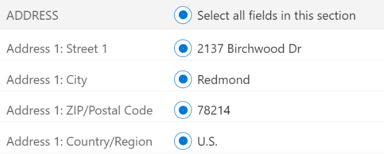 Screenshot of the Select all fields option.