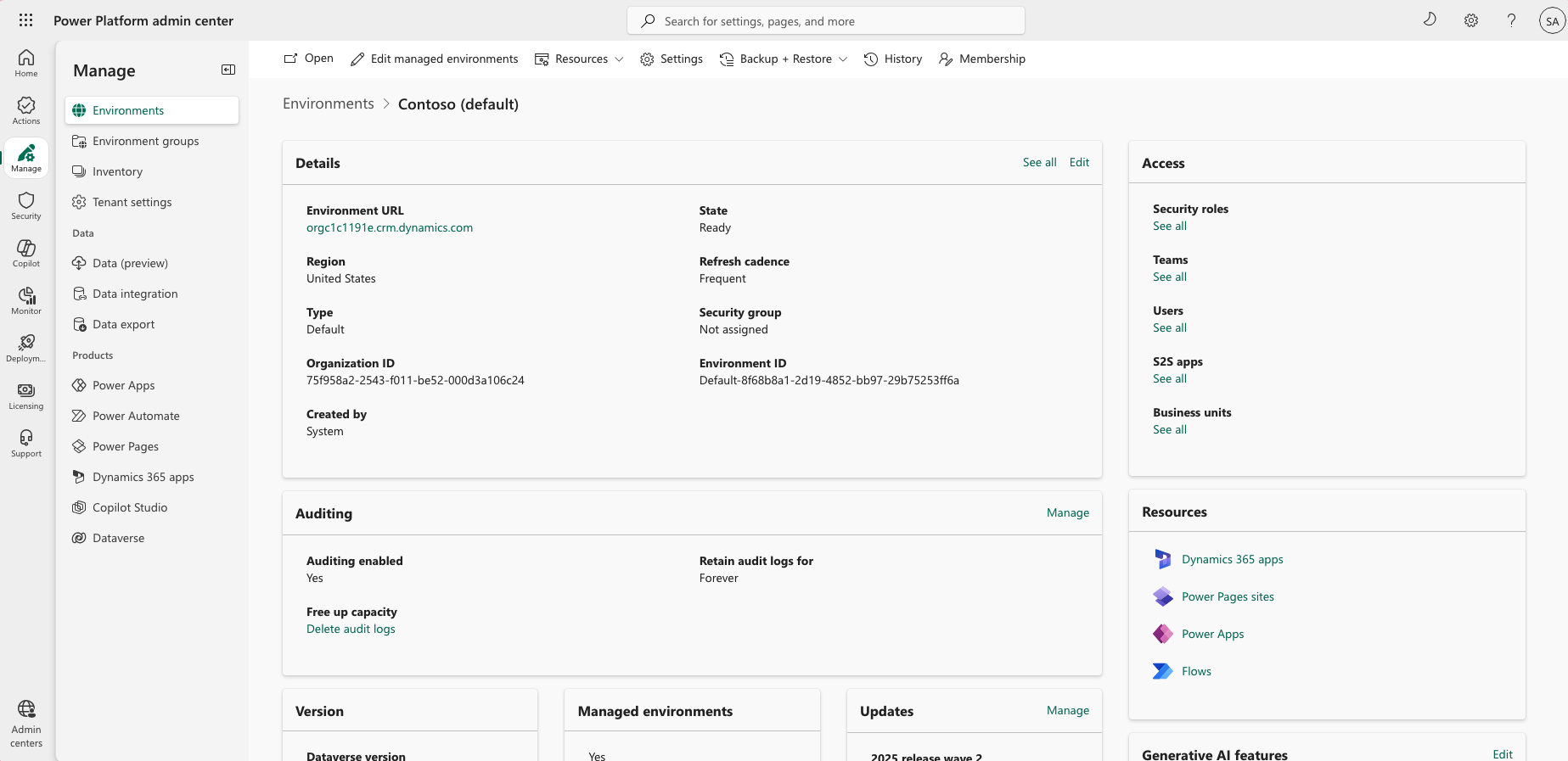 Environment settings.