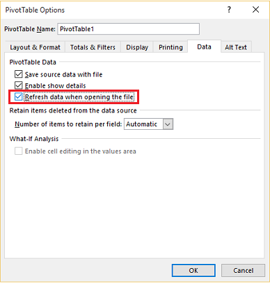 Use this setting to ensure data is refreshed.