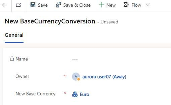 Set the New Base Currency column as Euro. 