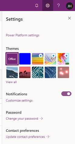 Power Platform settings.