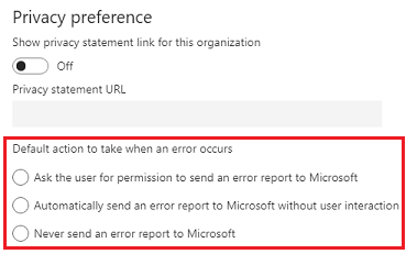 Select error notification preferences for users.