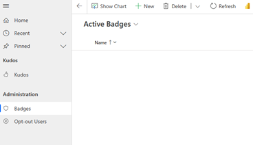 Screenshot showing selection of Badges.