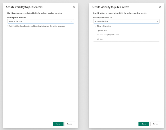 Screenshot of public visibility settings Screenshot of public visibility settings